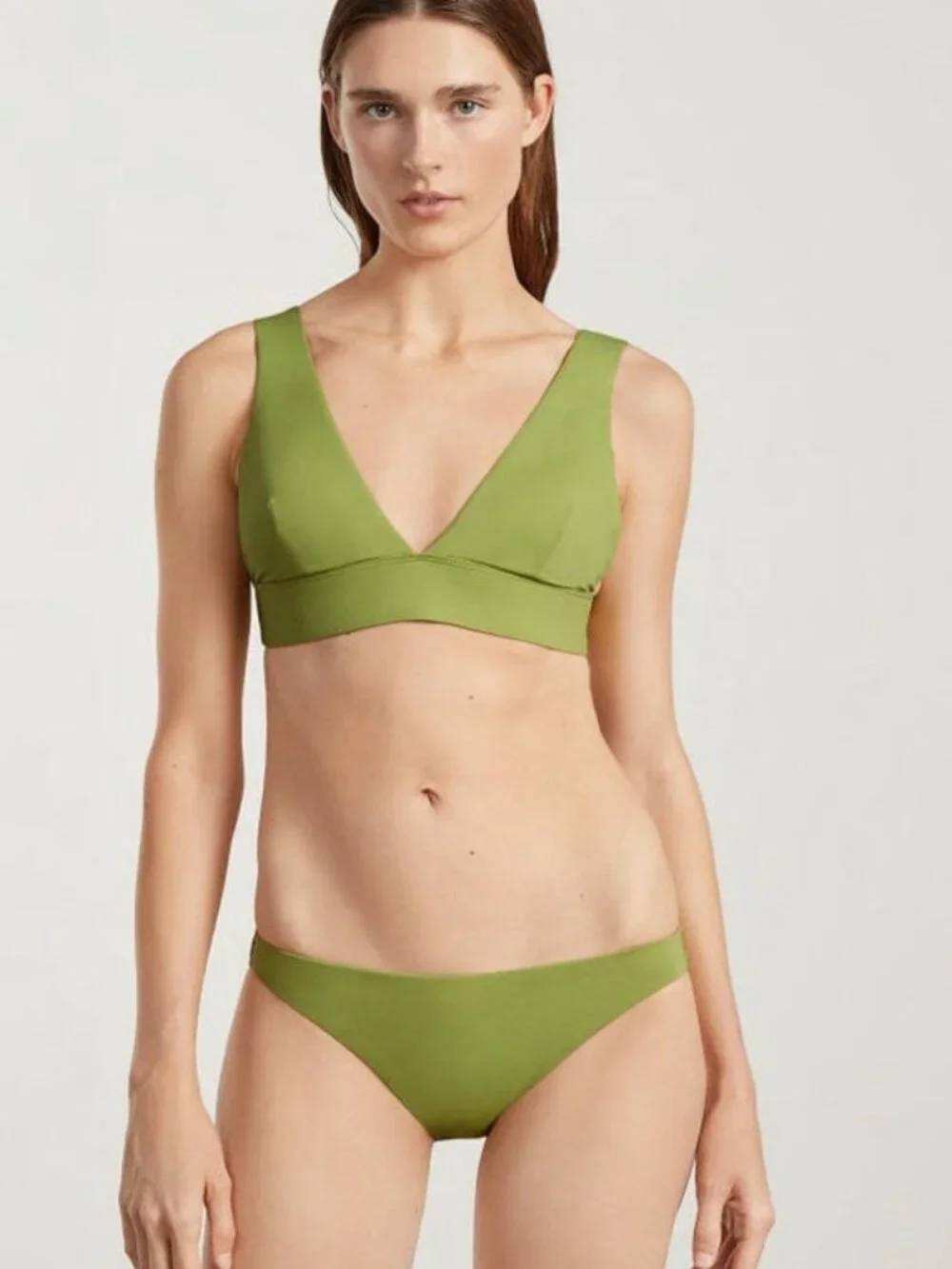 Everlane The Low-Rise Bikini Bottom PEP Green Size L NWT